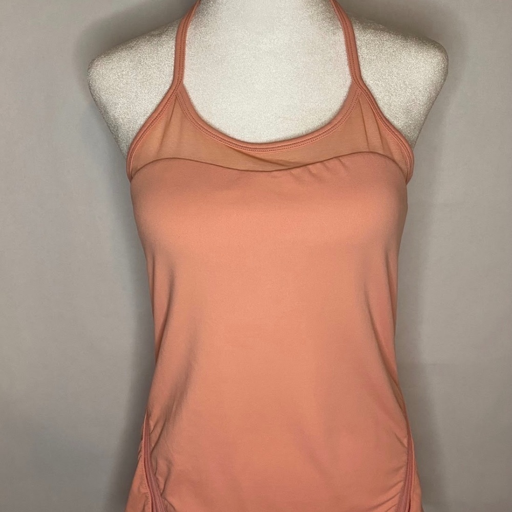 Fabletics Sweetheart Neckline Racerback Tank Top Rose Pink/Melon; Size Small